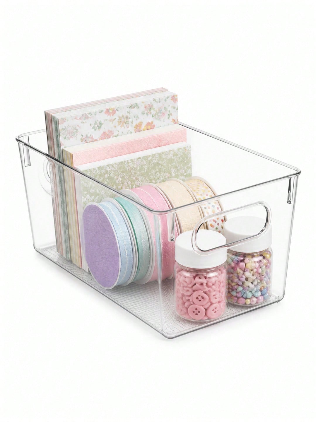 Home Office Setup - 8-Pack Clear Storage Bins with Handles,
