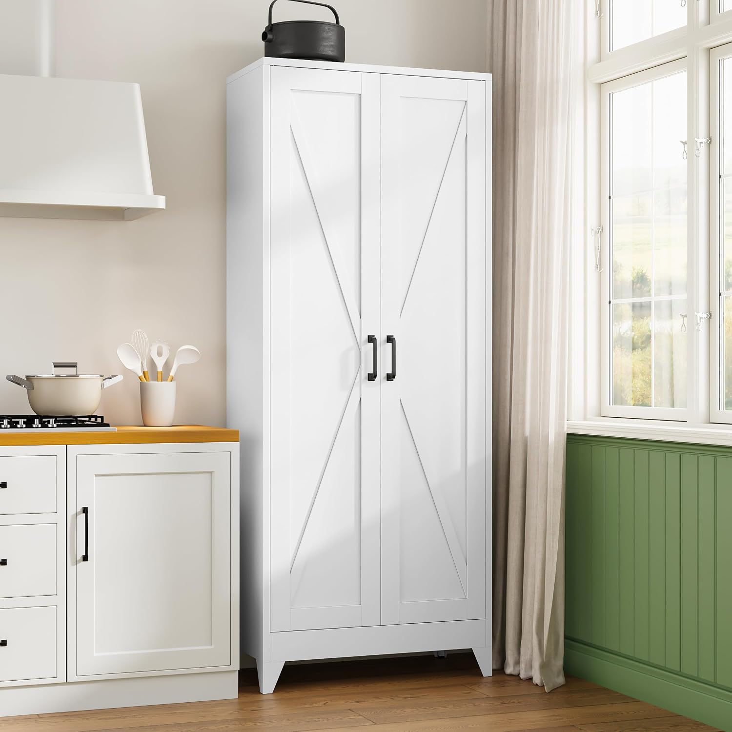 Home Office Kitchen - Tall Metal Storage Cabinet, Freestanding Kitchen