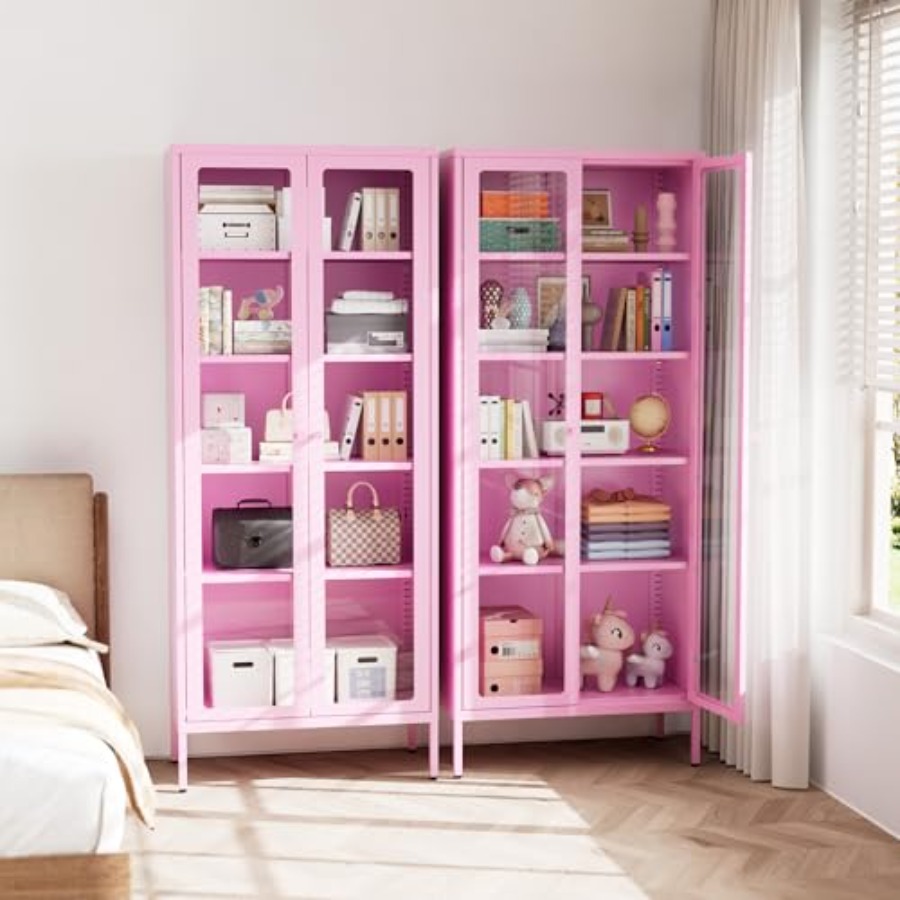 Home Office Room - 5-Tier Glass Display Cabinet for Home