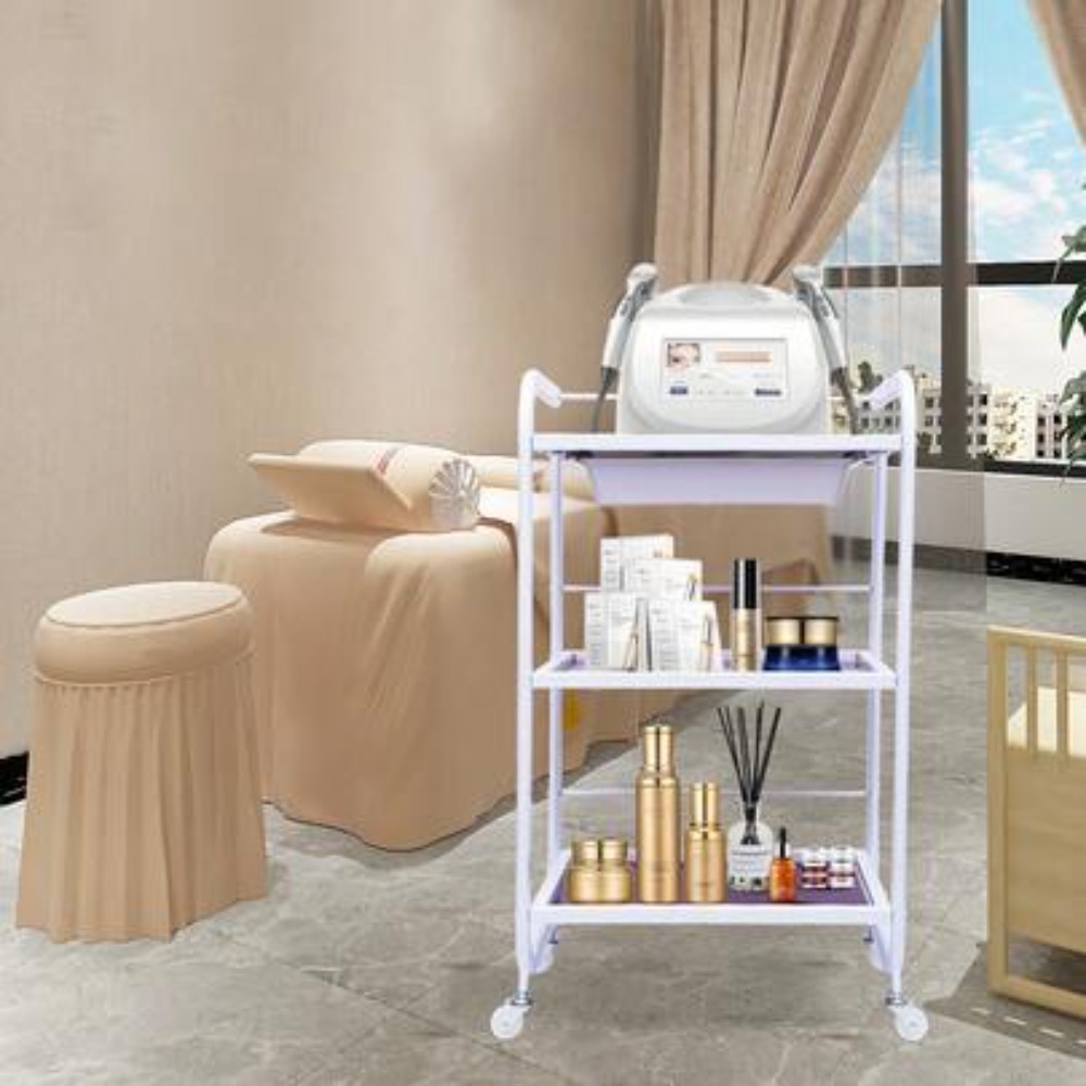 Home Office Kitchen - White Rolling Utility Cart with 3