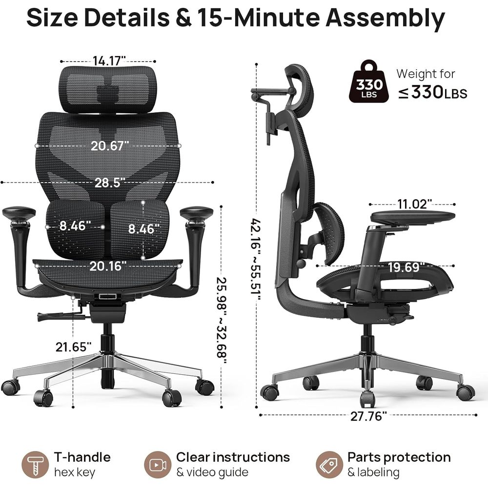 Ergonomic Oice Chair with Lumb - Home Office Hours recension och pris