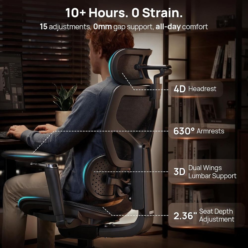 Ergonomic Oice Chair with Lumb - Home Office Hours recension och pris