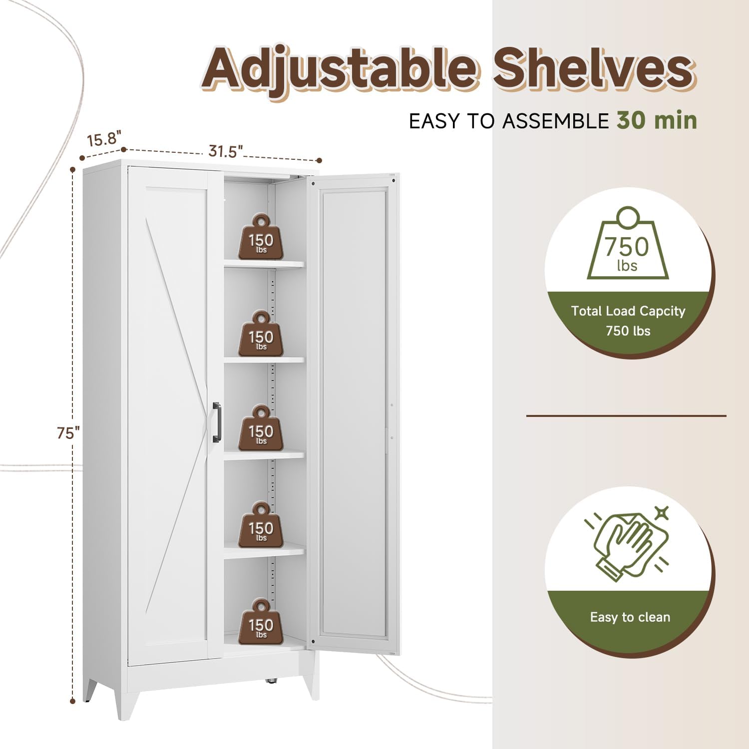 Tall Metal Storage Cabinet, Fr - Home Office Kitchen recension och pris