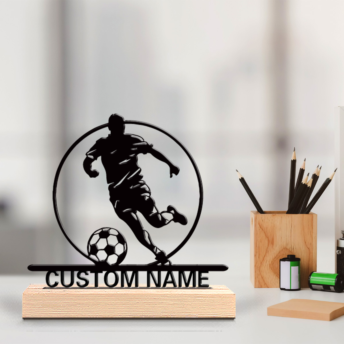 Custom Soccer Player Metal Sta - Home Office Setup recension och pris