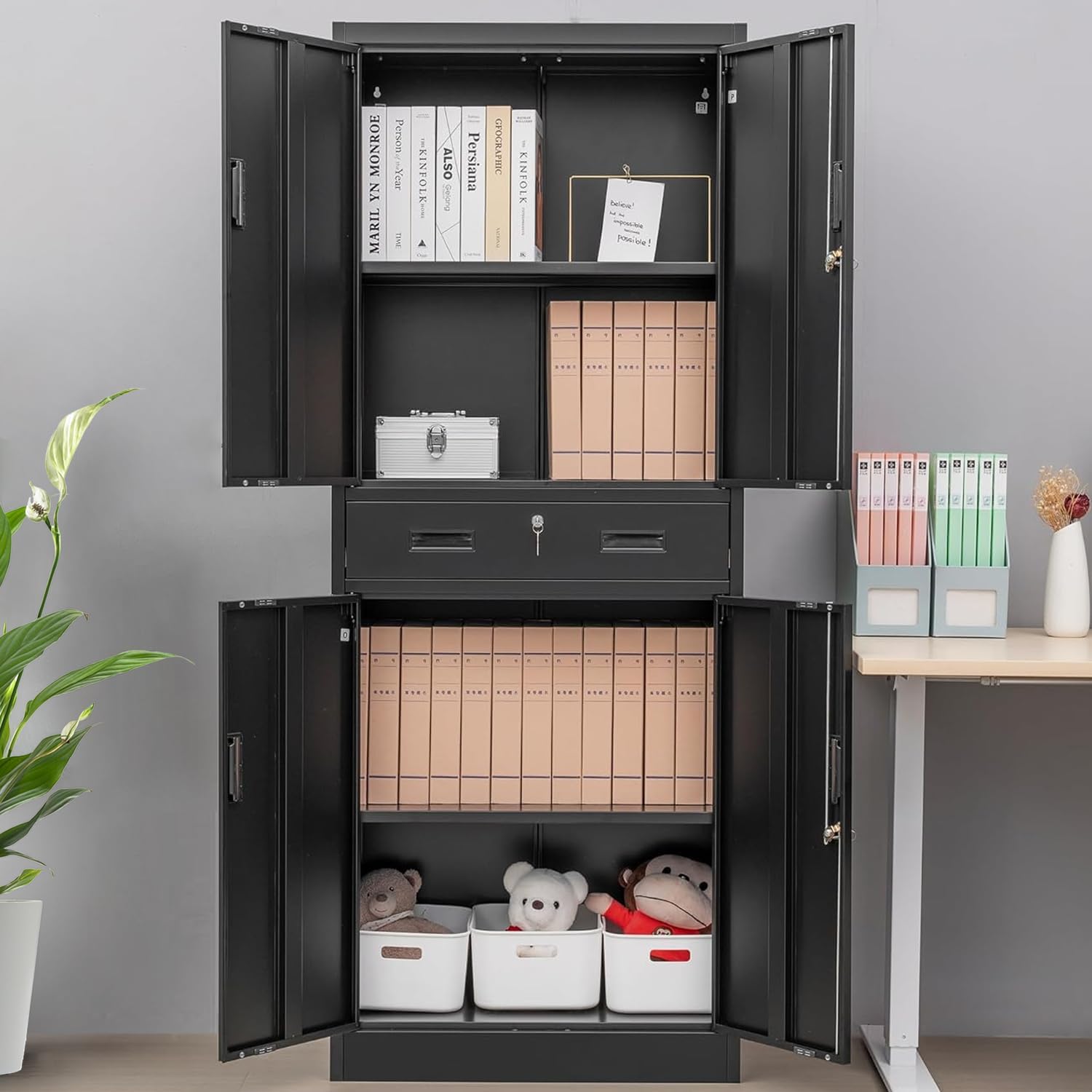 Tall Metal Storage Cabinet Wit - Home Office Kitchen recension och pris