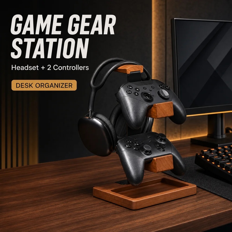 Wooden Headphone Stand Gaming  - Home Office Headset recension och pris