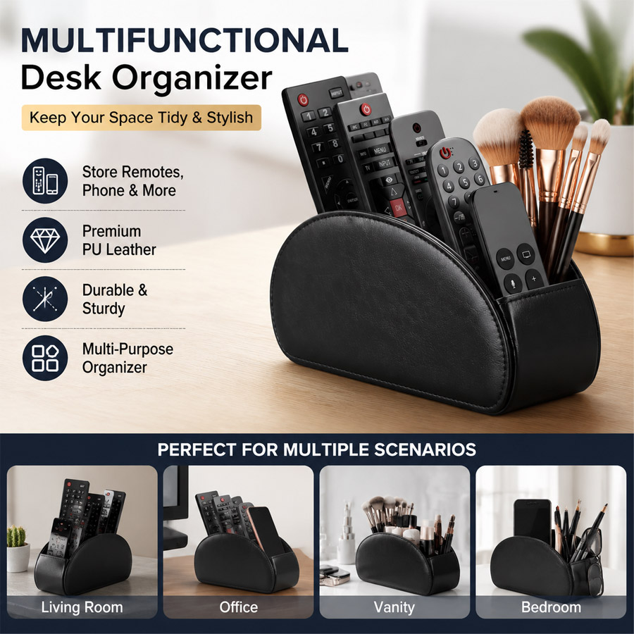 1Pc 5 Grid PU Leather Desktop  - Home Office Setup recension och pris